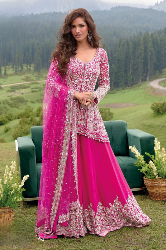 Pink Embellished Palazzo Set